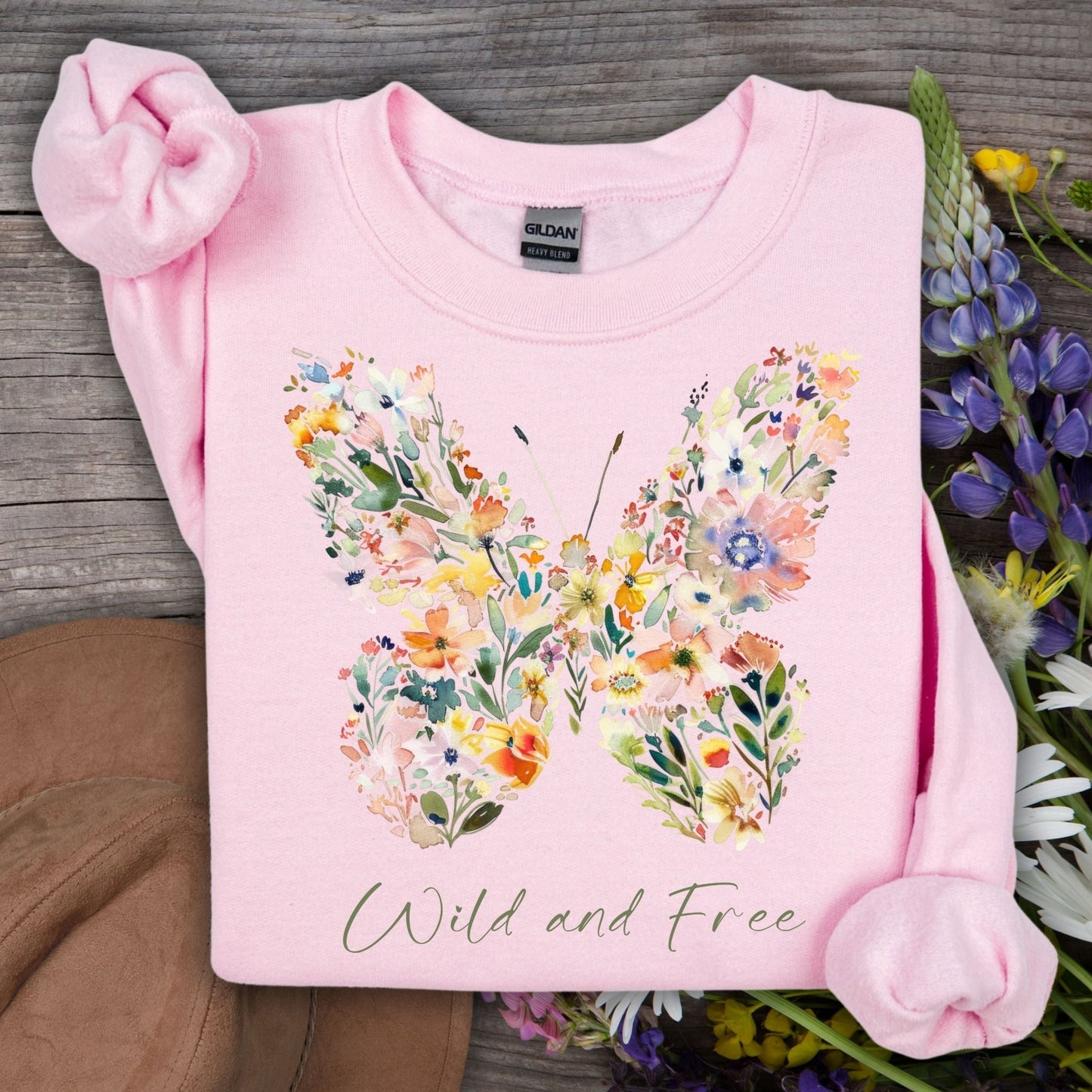Wild and Free Wildflower Butterfly Sweatshirt