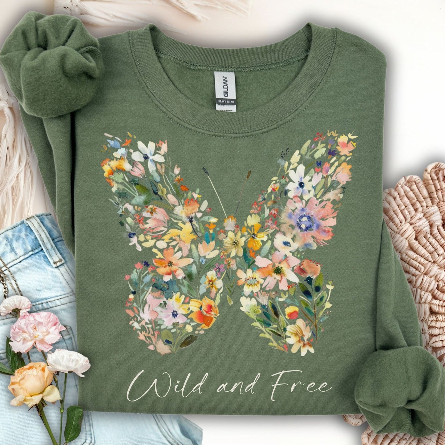 Wild and Free Wildflower Butterfly Sweatshirt