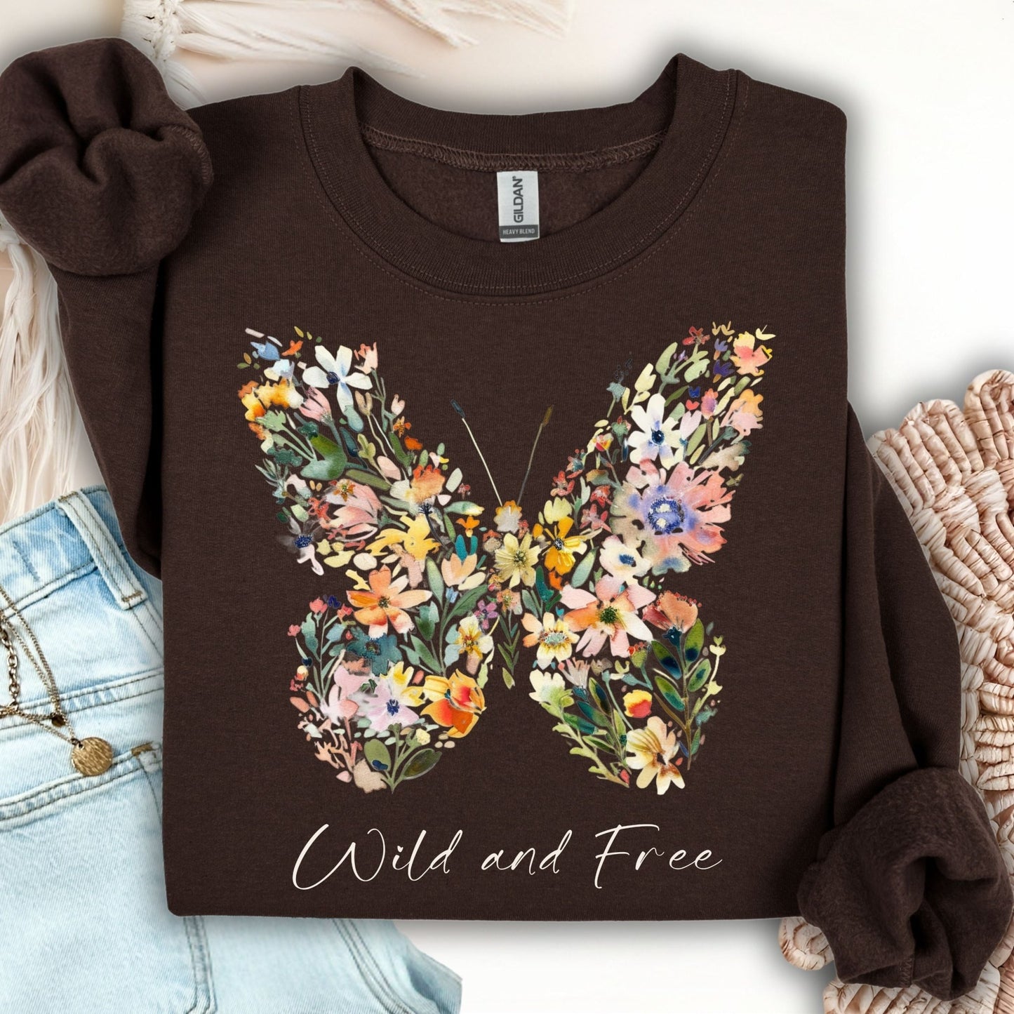 Wild and Free Wildflower Butterfly Sweatshirt