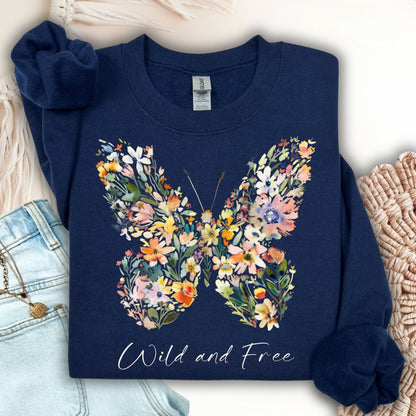 Wild and Free Wildflower Butterfly Sweatshirt