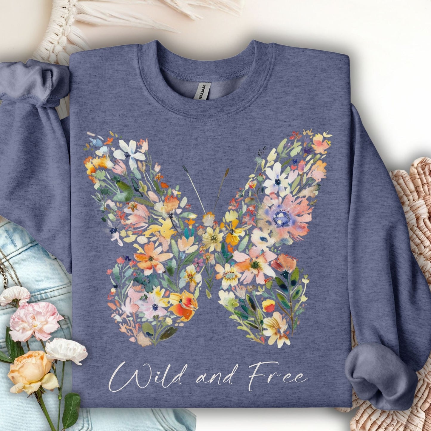 Wild and Free Wildflower Butterfly Sweatshirt