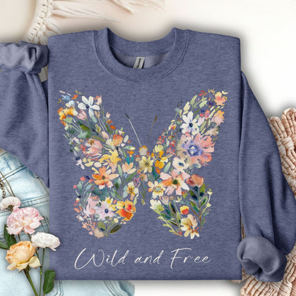 Wild and Free Wildflower Butterfly Sweatshirt