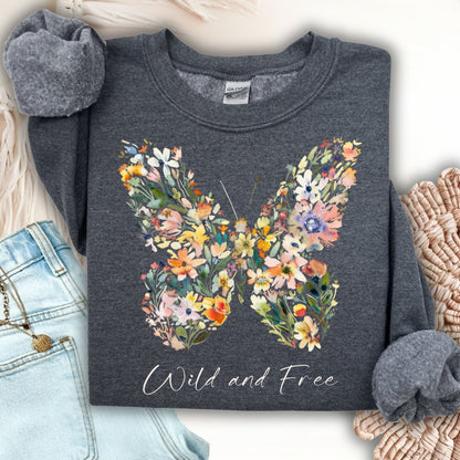 Wild and Free Wildflower Butterfly Sweatshirt