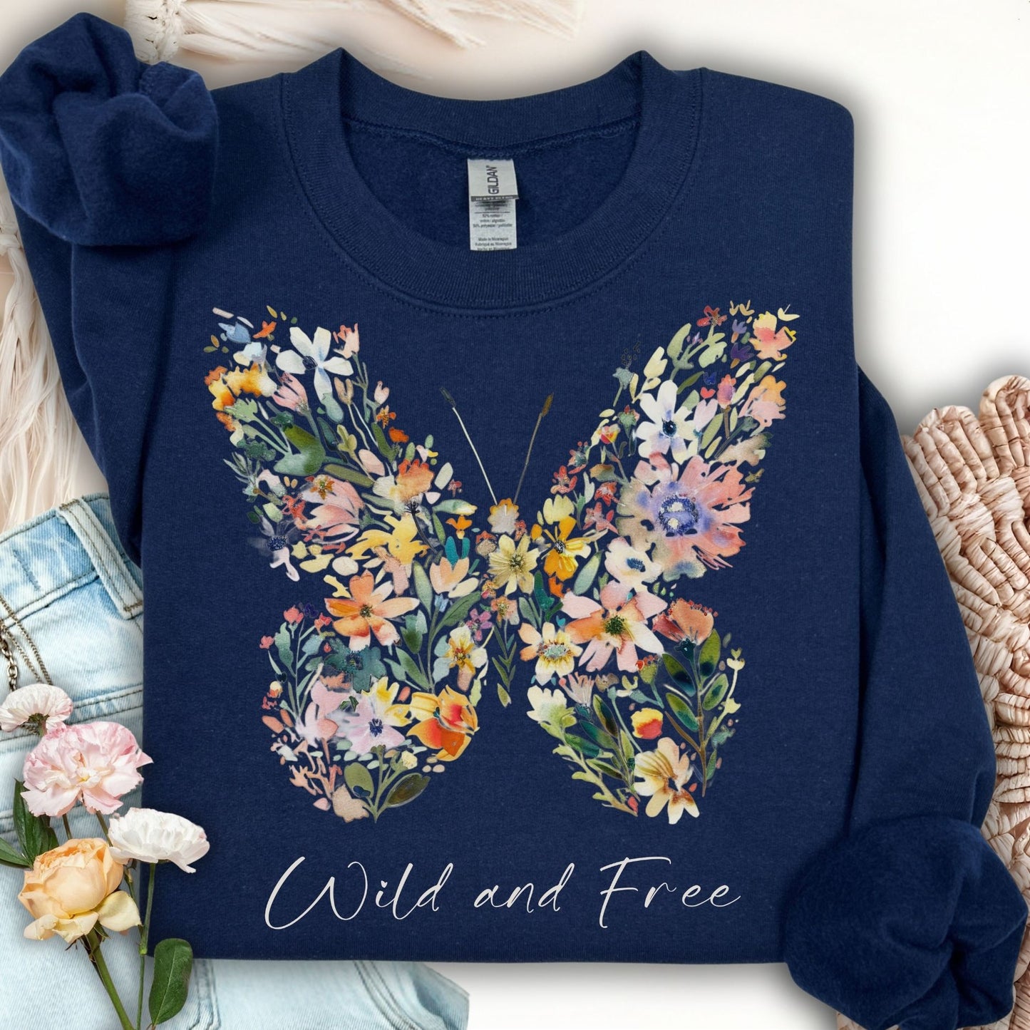 Wild and Free Wildflower Butterfly Sweatshirt