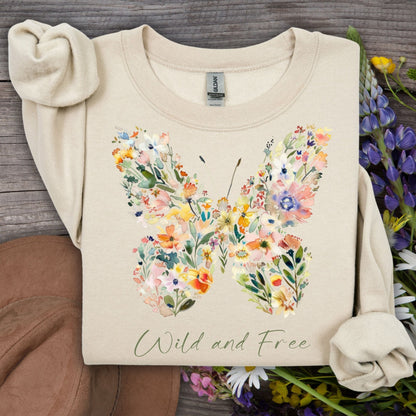 Wild and Free Wildflower Butterfly Sweatshirt