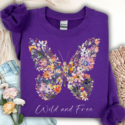 Wild and Free Wildflower Butterfly Sweatshirt