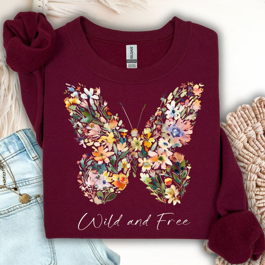 Wild and Free Wildflower Butterfly Sweatshirt