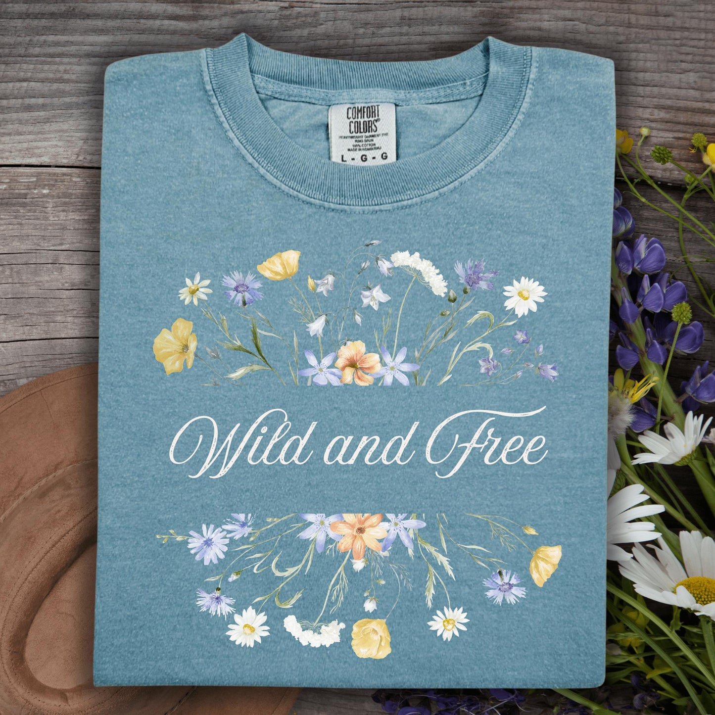 Wild Petal Threads T-Shirt S / ice blue Wild and Free Wildflower T-Shirt