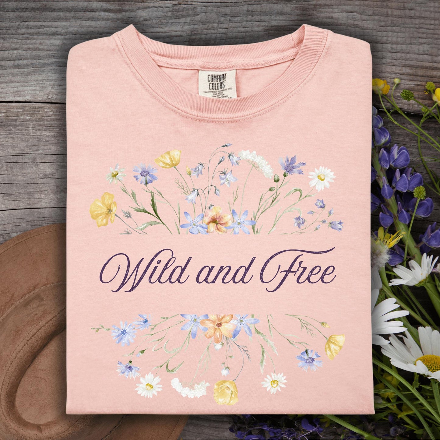 Wild Petal Threads T-Shirt S / peachy Wild and Free Wildflower T-Shirt
