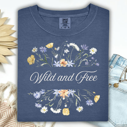 Wild Petal Threads T-Shirt S / denim Wild and Free Wildflower T-Shirt