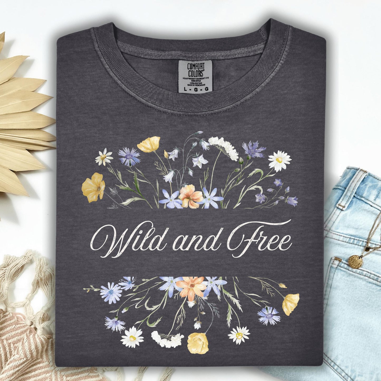 Wild Petal Threads T-Shirt S / pepper Wild and Free Wildflower T-Shirt