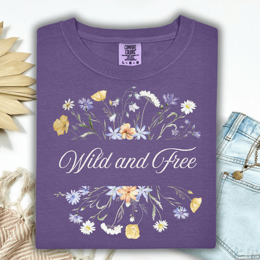 Wild Petal Threads T-Shirt S / grape Wild and Free Wildflower T-Shirt