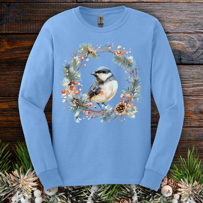 Winter Black-Capped Chickadee Long Sleeve Tee
