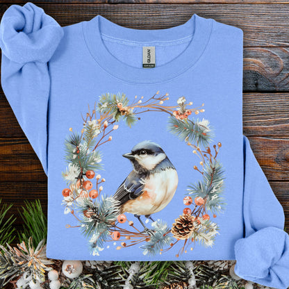 Winter Black Capped Chickadee Sweatshirt