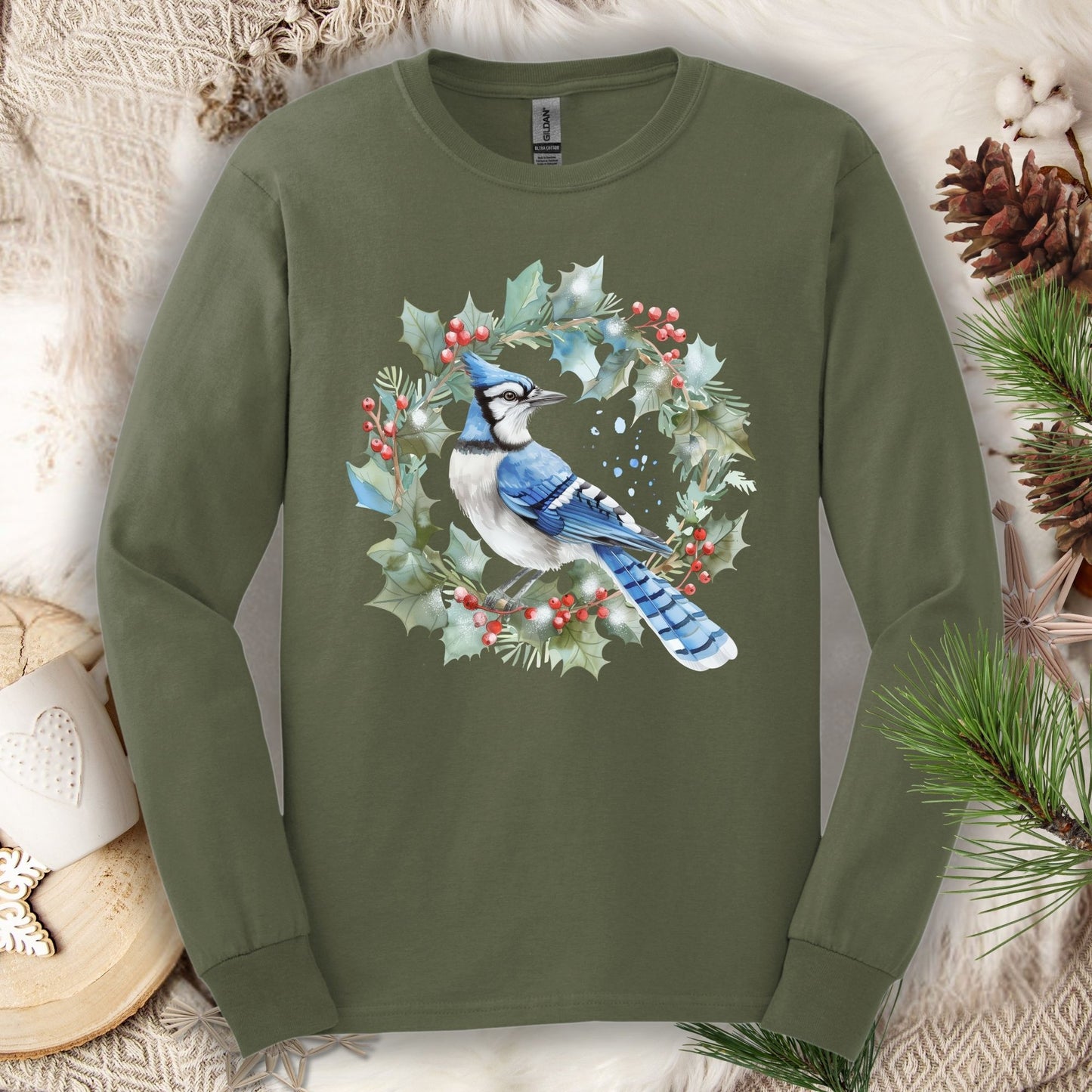 Winter Blue Jay Long Sleeve Tee