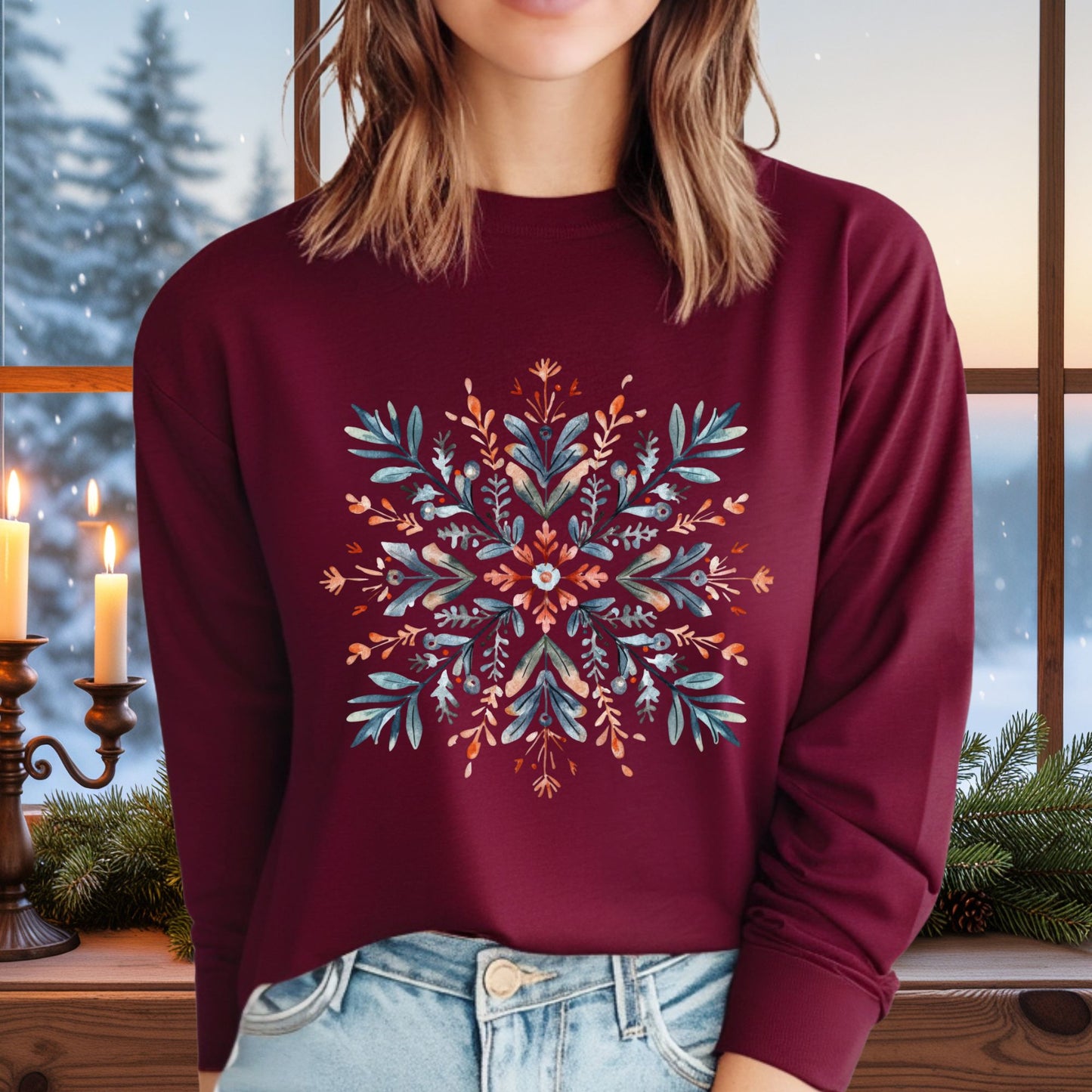 Nordic Snowflake Long Sleeve Tee