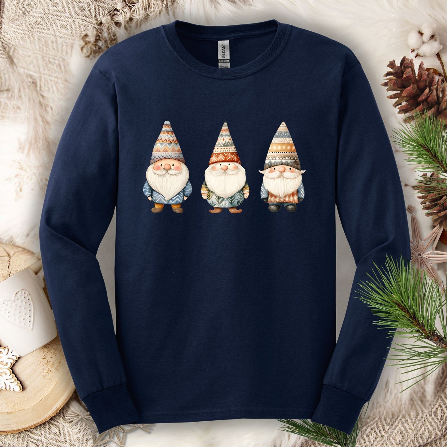 Winter Fair Isle Gnomes Long Sleeve Tee
