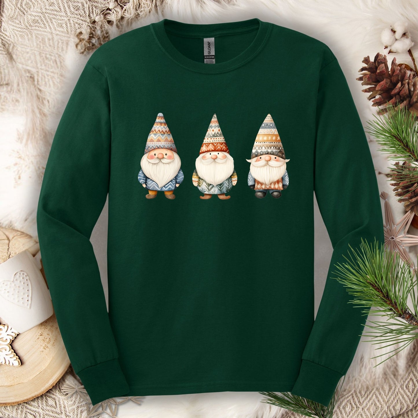 Winter Fair Isle Gnomes Long Sleeve Tee