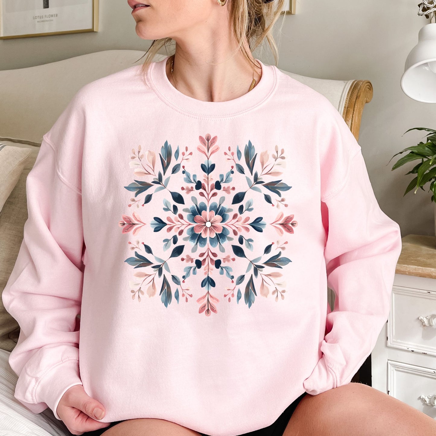 Winter Floral Boho Snowflake Sweatshirt