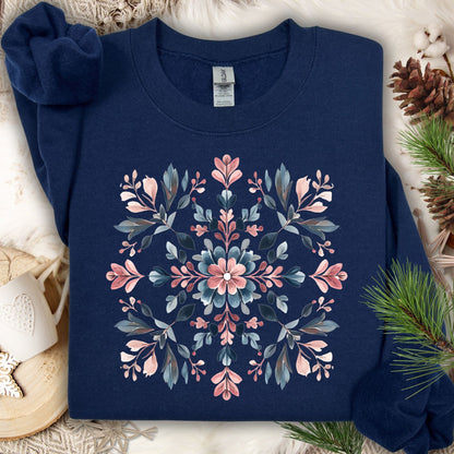Winter Floral Boho Snowflake Sweatshirt