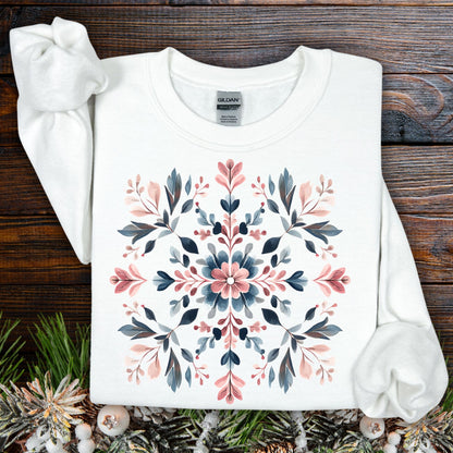 Winter Floral Boho Snowflake Sweatshirt