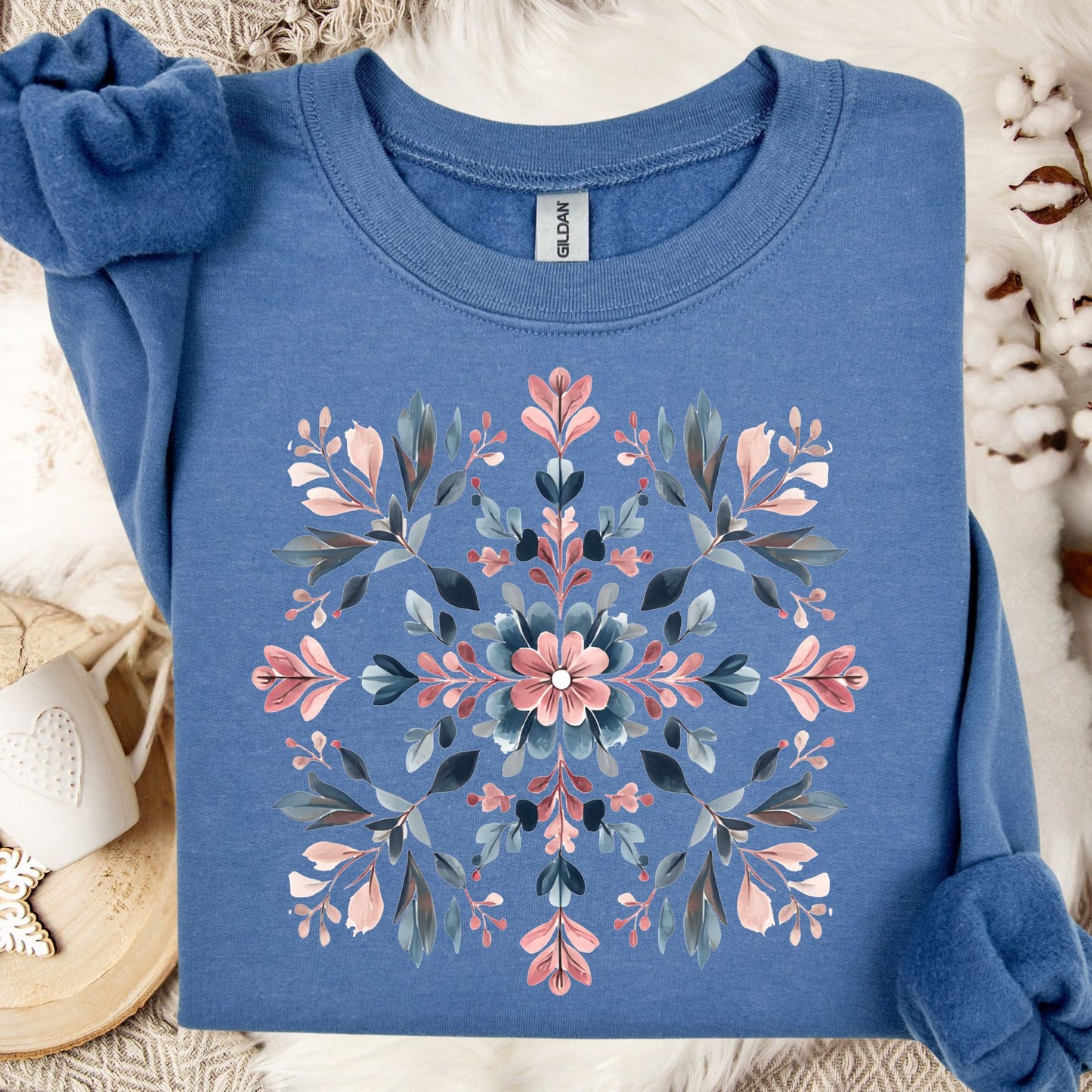Winter Floral Boho Snowflake Sweatshirt