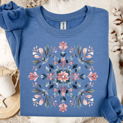Winter Floral Boho Snowflake Sweatshirt