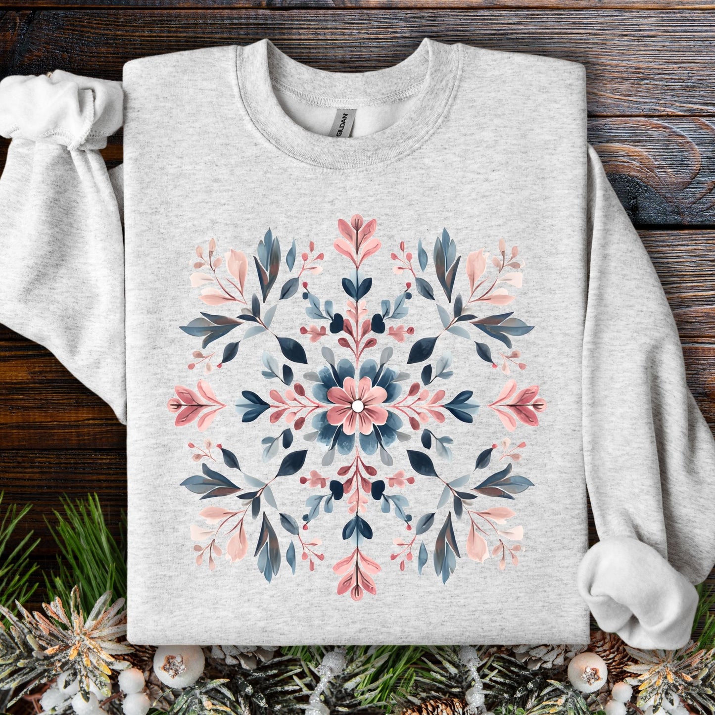 Winter Floral Boho Snowflake Sweatshirt