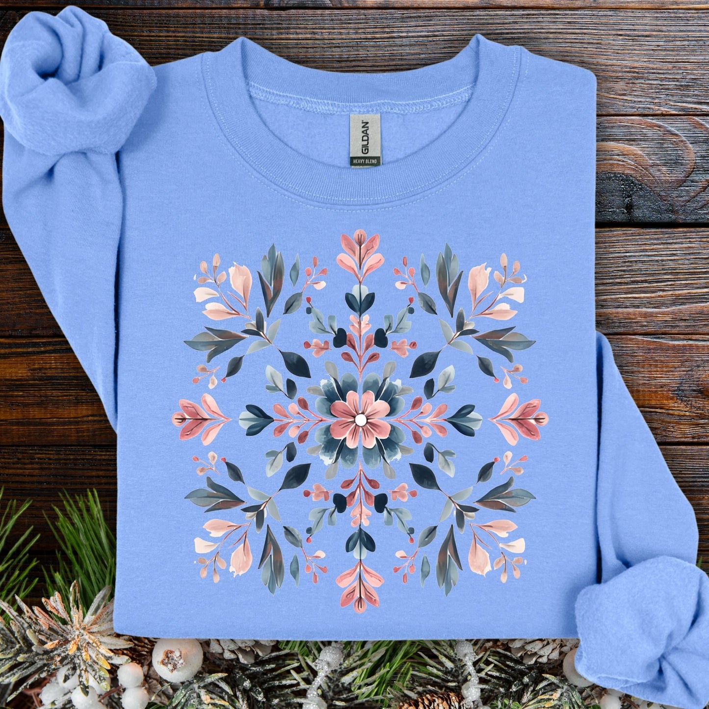 Winter Floral Boho Snowflake Sweatshirt