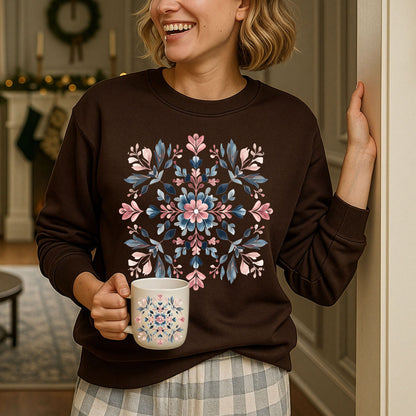 Winter Floral Boho Snowflake Sweatshirt