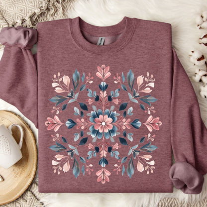 Winter Floral Boho Snowflake Sweatshirt