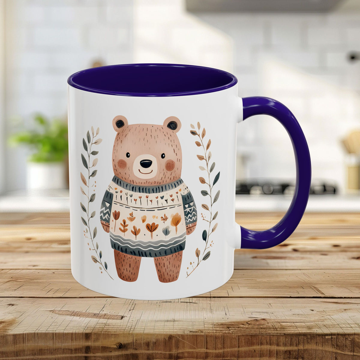 Winter Folk Art Brown Bear Mug (11/15oz)