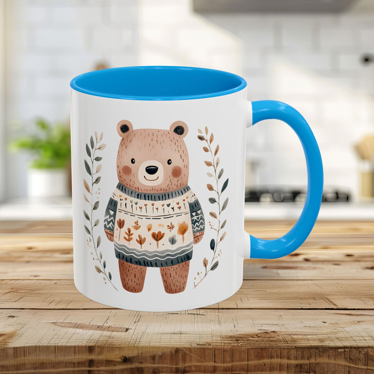 Winter Folk Art Brown Bear Mug (11/15oz)