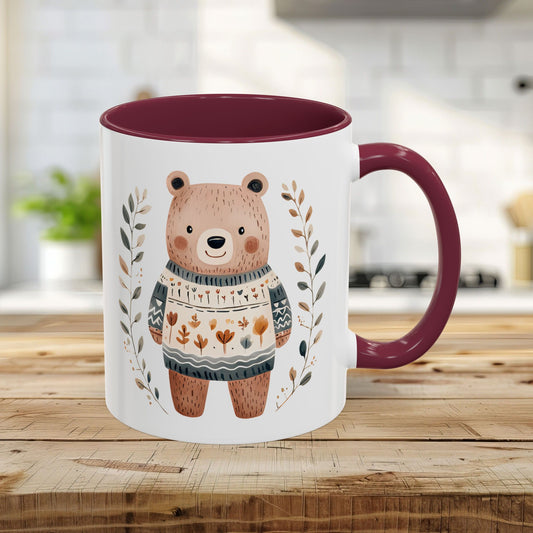 Winter Folk Art Brown Bear Mug (11/15oz)