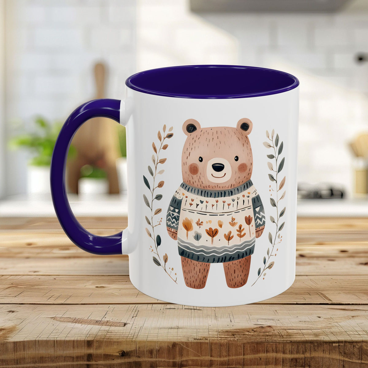 Winter Folk Art Brown Bear Mug (11/15oz)