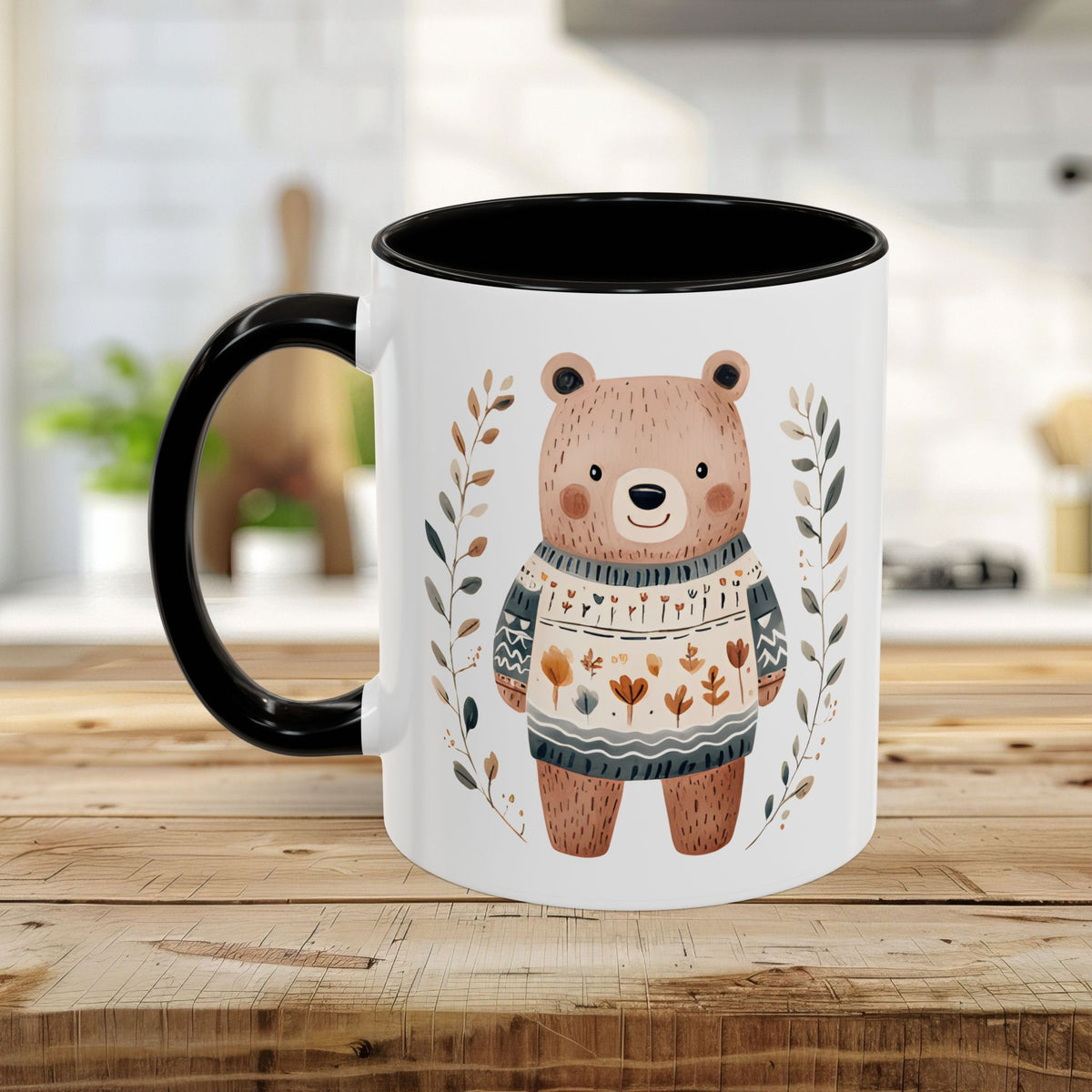 Winter Folk Art Brown Bear Mug (11/15oz)
