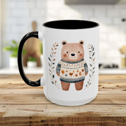 Winter Folk Art Brown Bear Mug (11/15oz)