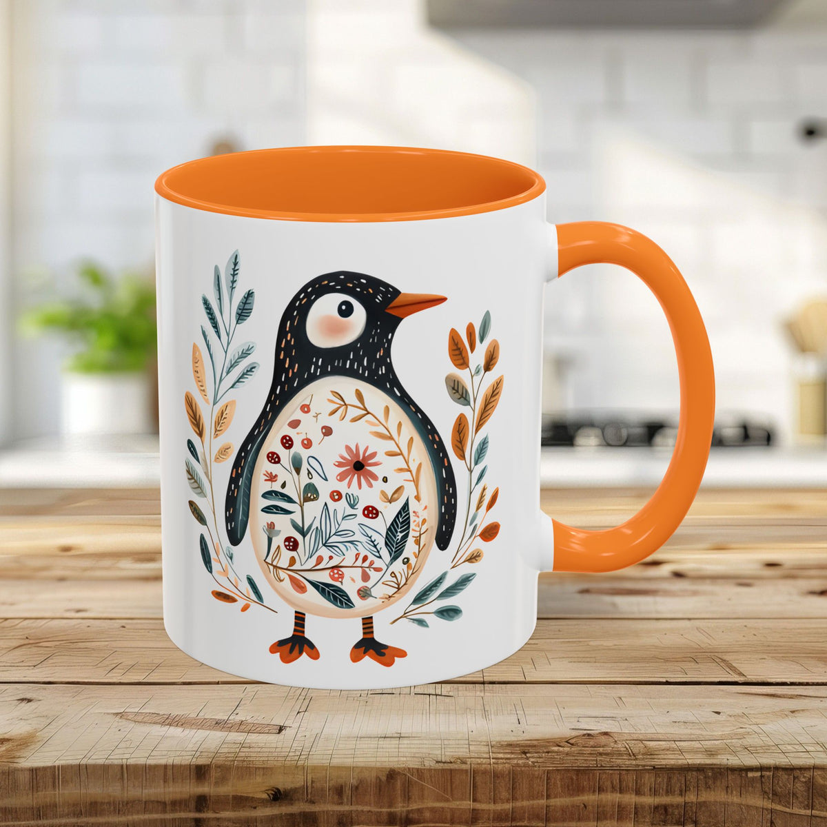 Winter Folk Art Penguin Mug (11/15 oz)