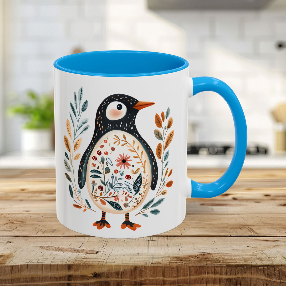 Winter Folk Art Penguin Mug (11/15 oz)