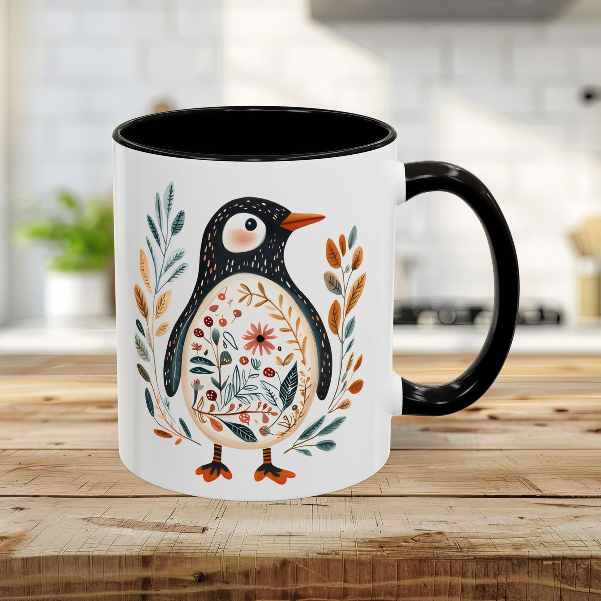 Winter Folk Art Penguin Mug (11/15 oz)