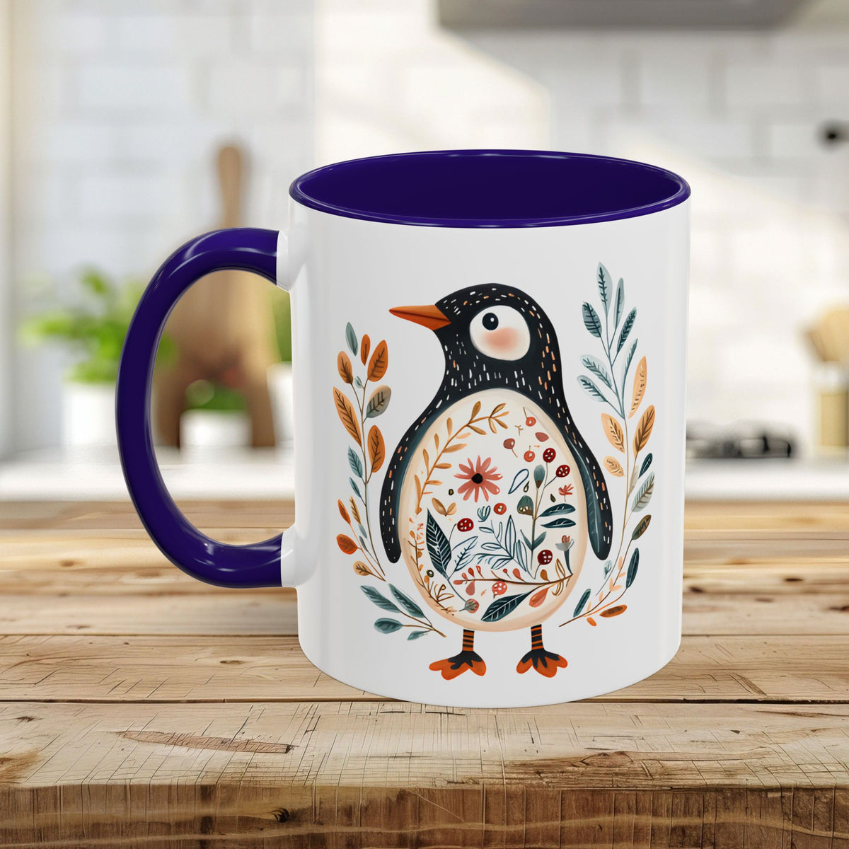 Winter Folk Art Penguin Mug (11/15 oz)