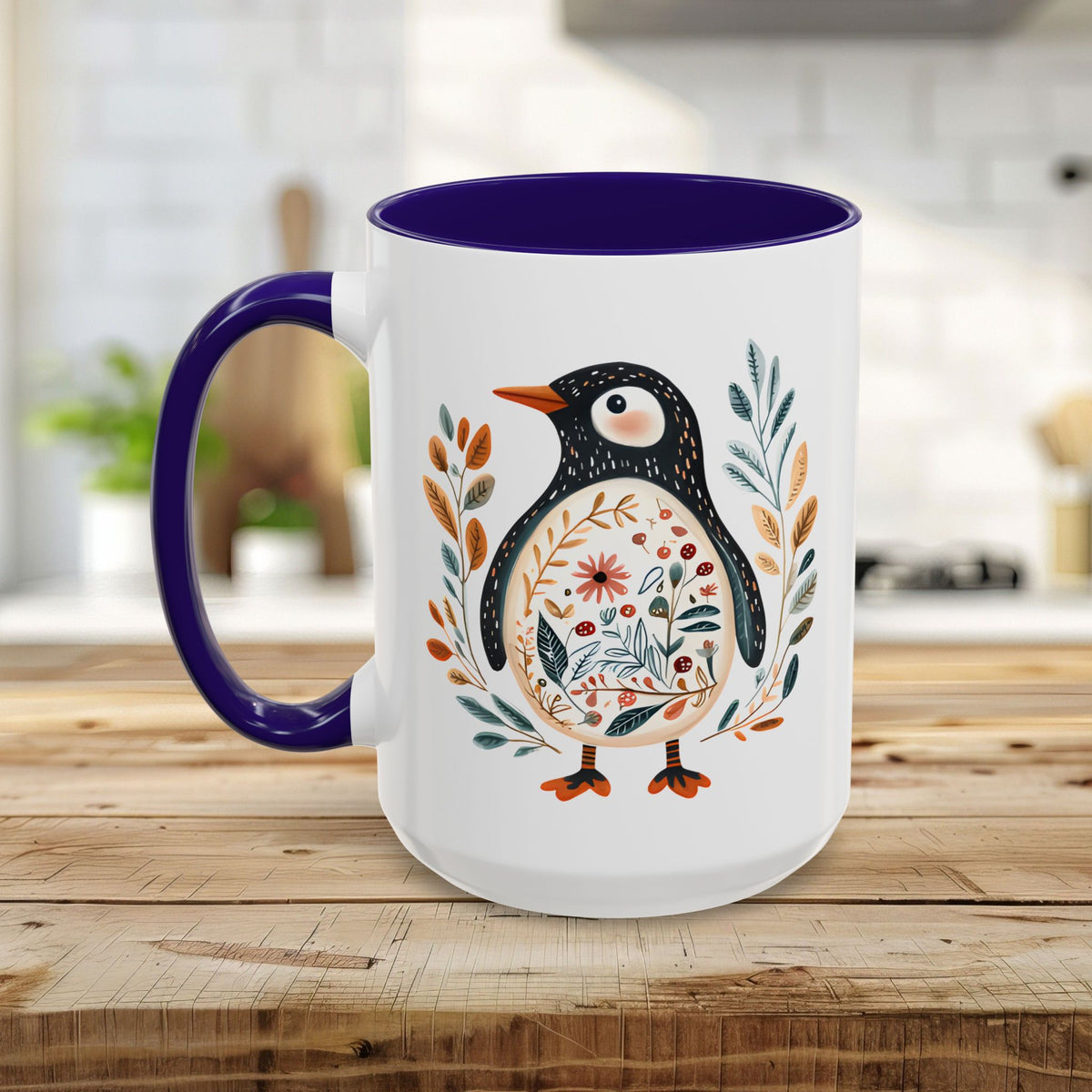 Winter Folk Art Penguin Mug (11/15 oz)