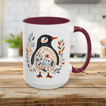 Winter Folk Art Penguin Mug (11/15 oz)