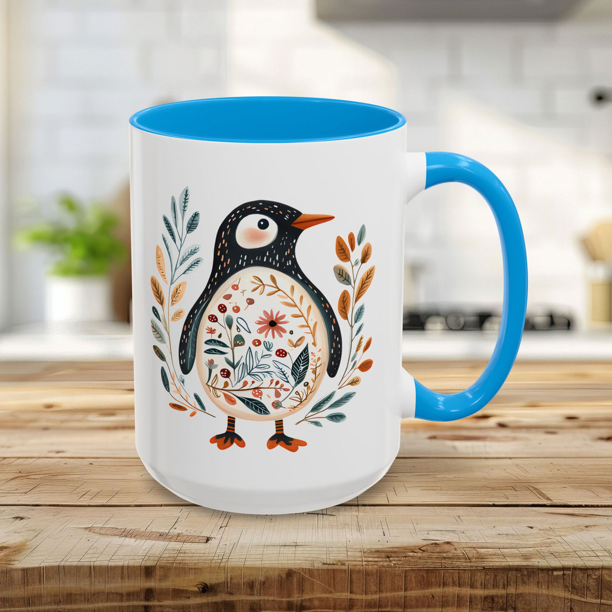 Winter Folk Art Penguin Mug (11/15 oz)
