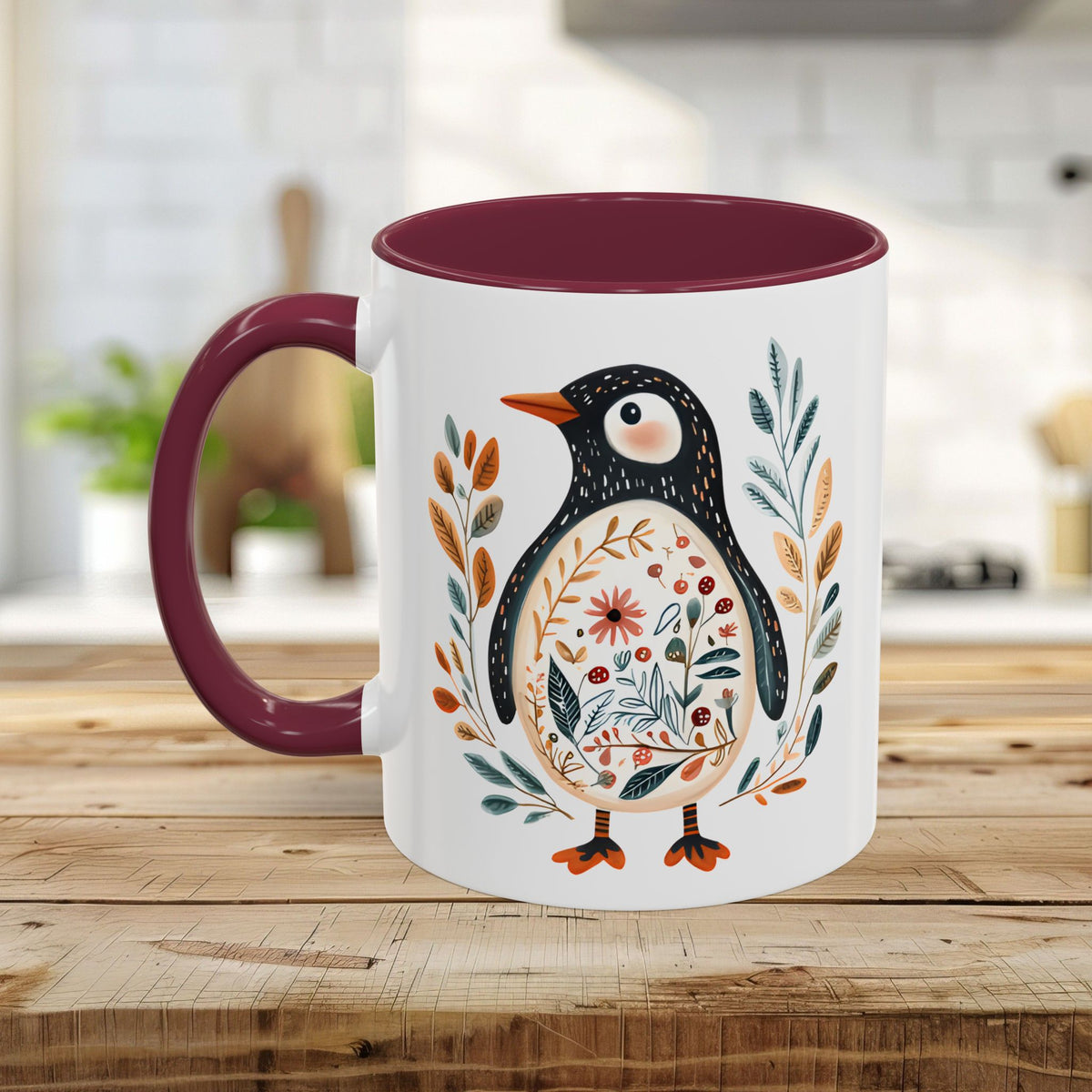 Winter Folk Art Penguin Mug (11/15 oz)