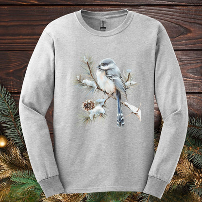 Winter Long-Tailed Tit Bird Long Sleeve Tee