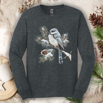 Winter Long-Tailed Tit Bird Long Sleeve Tee