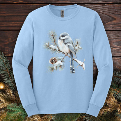 Winter Long-Tailed Tit Bird Long Sleeve Tee