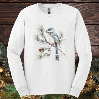Winter Long-Tailed Tit Bird Long Sleeve Tee
