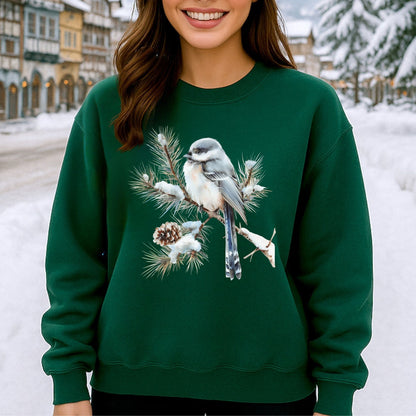 Winter Long-Tailed Tit Bird Sweatshirt